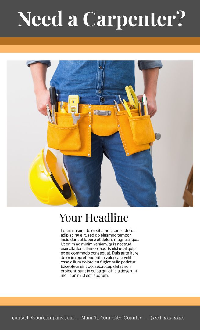 Carpenter Advertising Banner with Tool Belt Display - Download Free Stock Templates Pikwizard.com