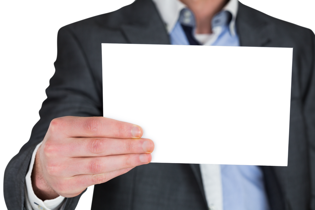 Businessman in Formal Suit Holding Blank Card Transparent Background - Download Free Stock Images Pikwizard.com