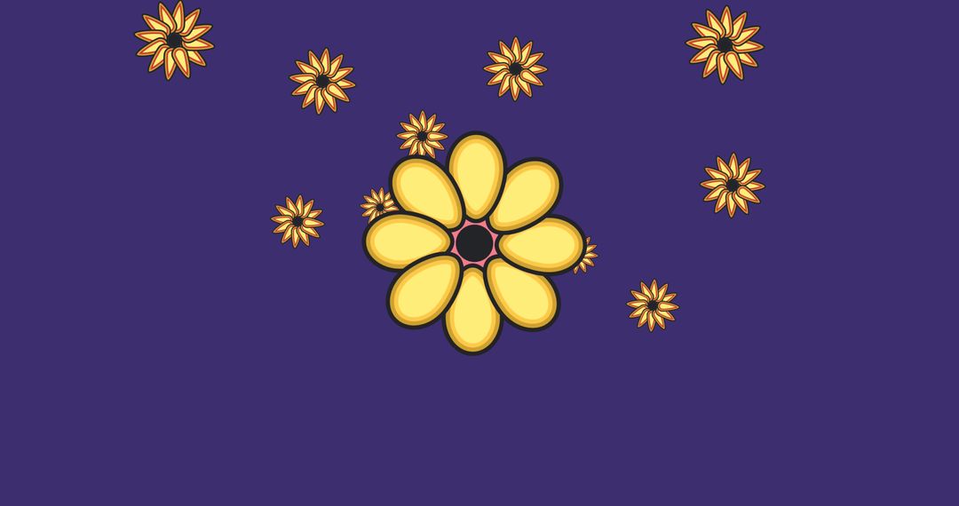 Happy Yellow Flowers on Purple Background Digital Art