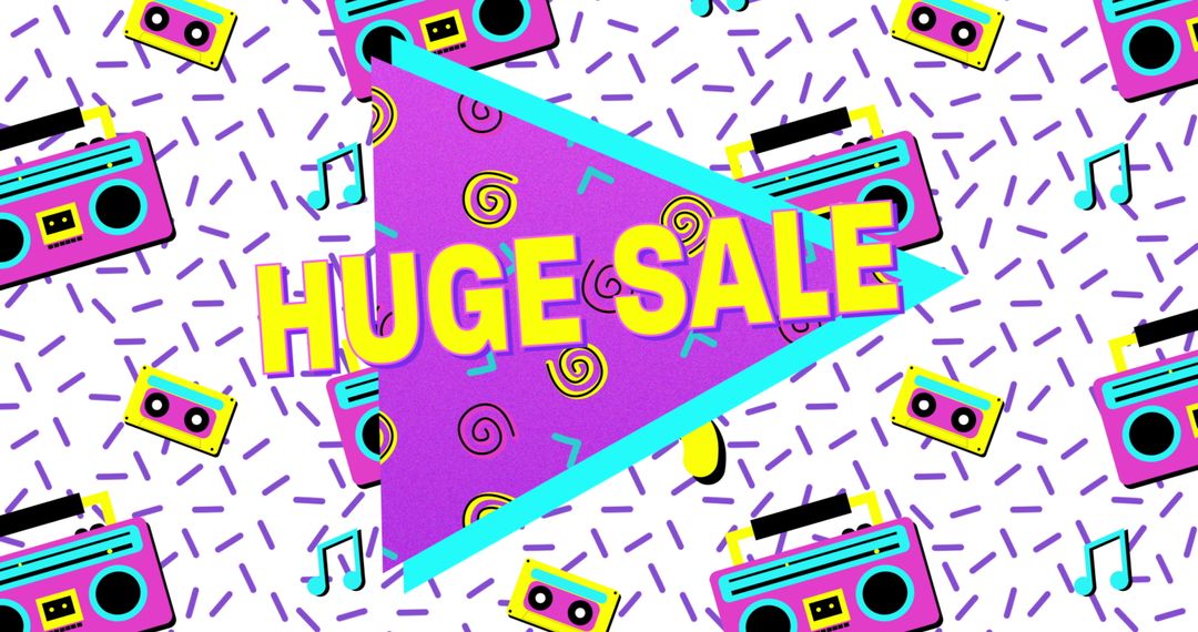 Bold Huge Sale Advertisement in Retro Eighties Style