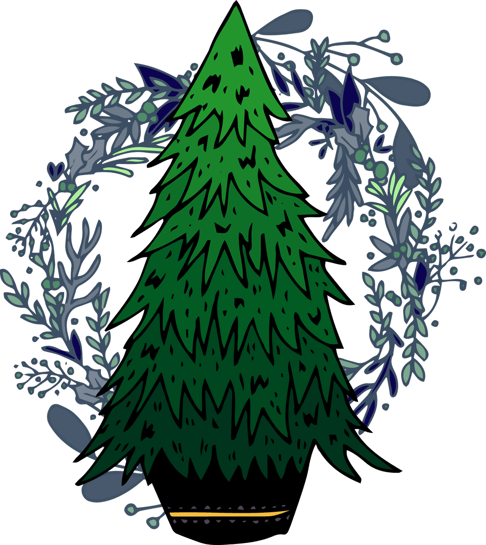 Transparent Christmas Tree with Wreath Overlay Design