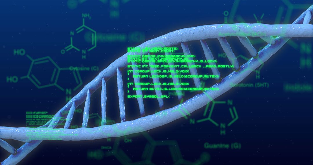 DNA Strand & Chemical Structures with Digital Interface