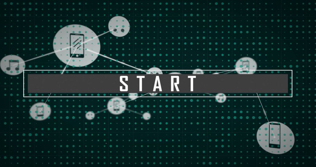 Start Button With Digital Network Connections in Background
