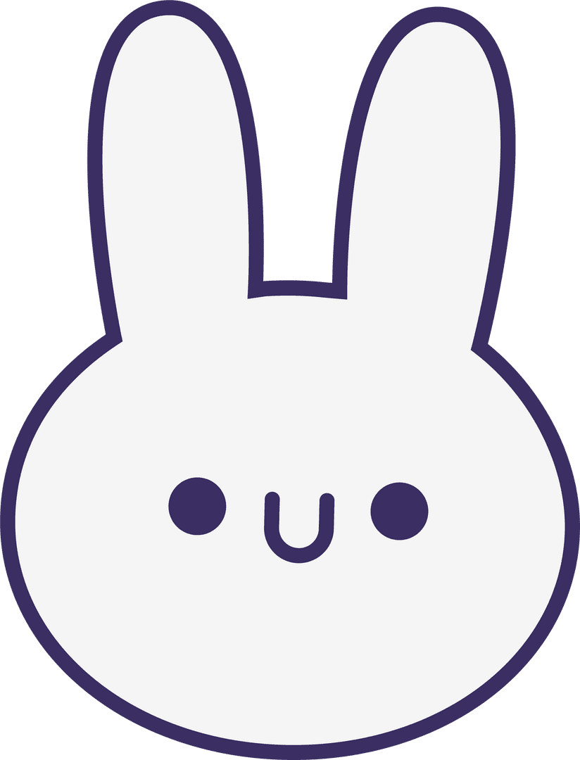 Stylized Cartoon Bunny Head on Transparent Background