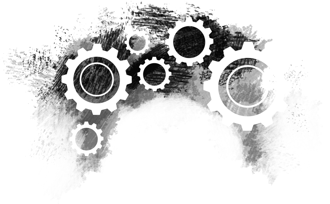 Transparent Industrial Cogs Digital Illustration on Blank Background