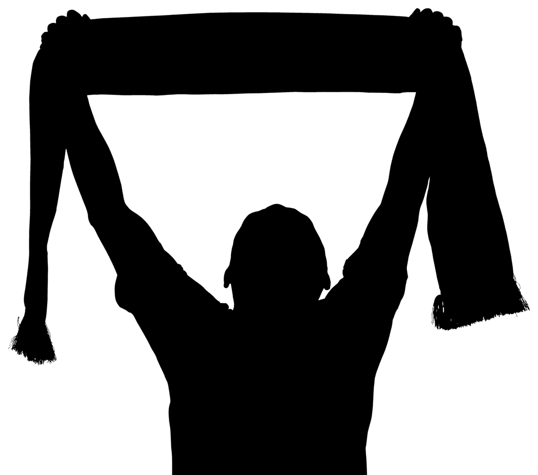 Cheering Person Silhouette with Scarf on Transparent