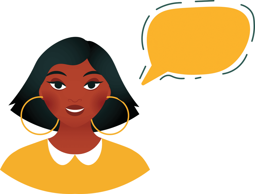 Vibrant Woman with Speech Bubble Transparent Background