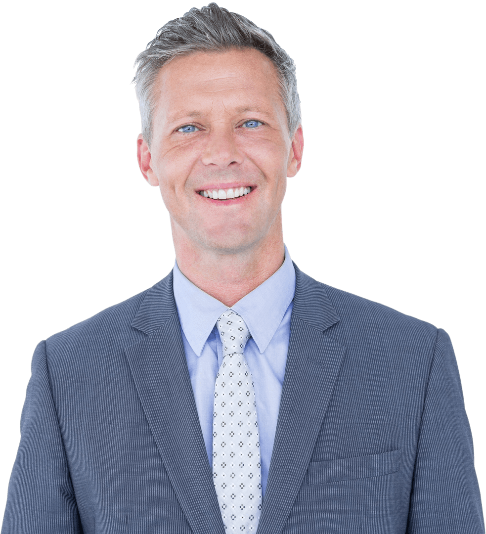 Smiling Professional Man in Suit on Transparent Background