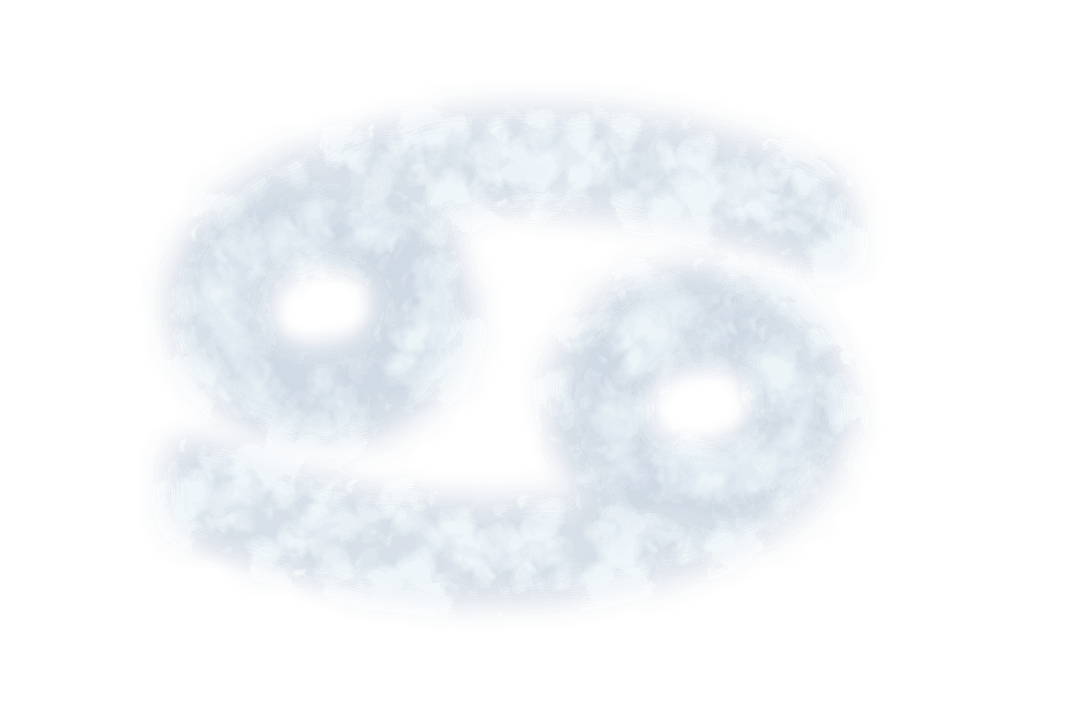 Cancer Zodiac Sign Made of Fluffy Clouds on Transparent Background