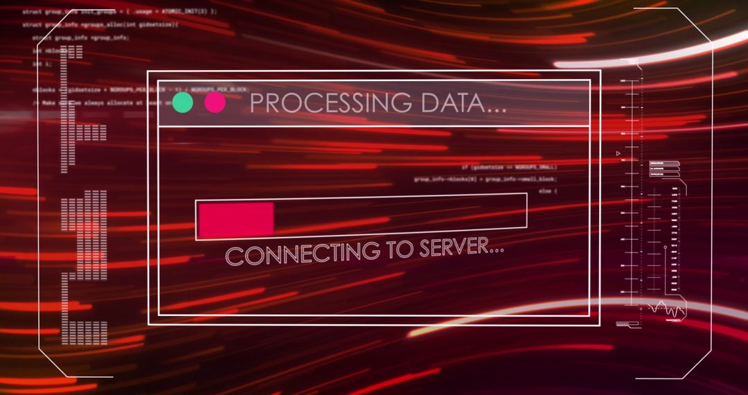 Abstract Data Processing Interface with Red Light Trails