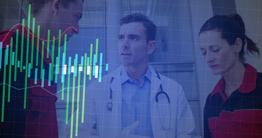 Healthcare Professionals Analyzing Data in ER with Chart Overlay