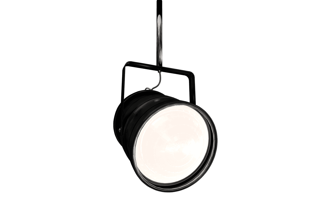 Close Up Of Black Stage Spot Light On Transparent Background