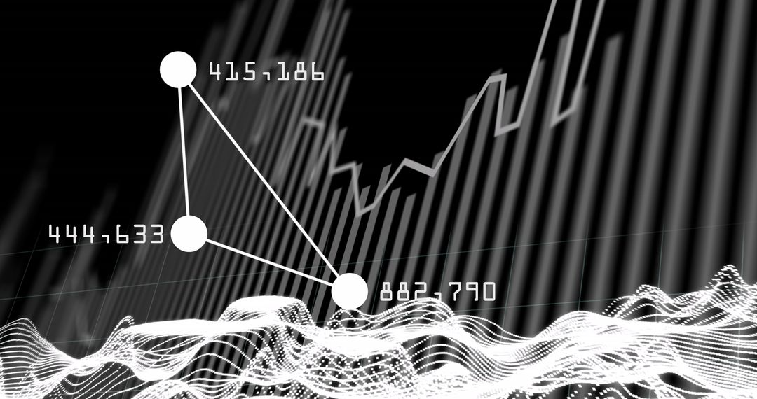 digital visualization of data nodes and waveforms in monochrome - Free Images, Stock Photos and Pictures on Pikwizard.com