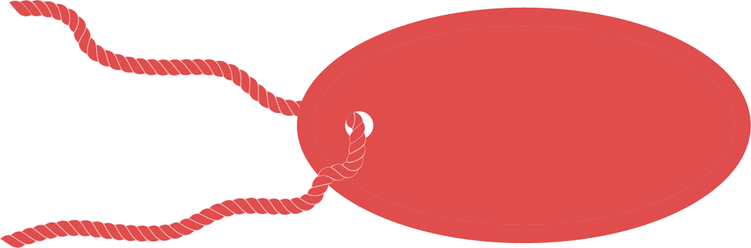 Red Blank Tag with Twine on Transparent Background