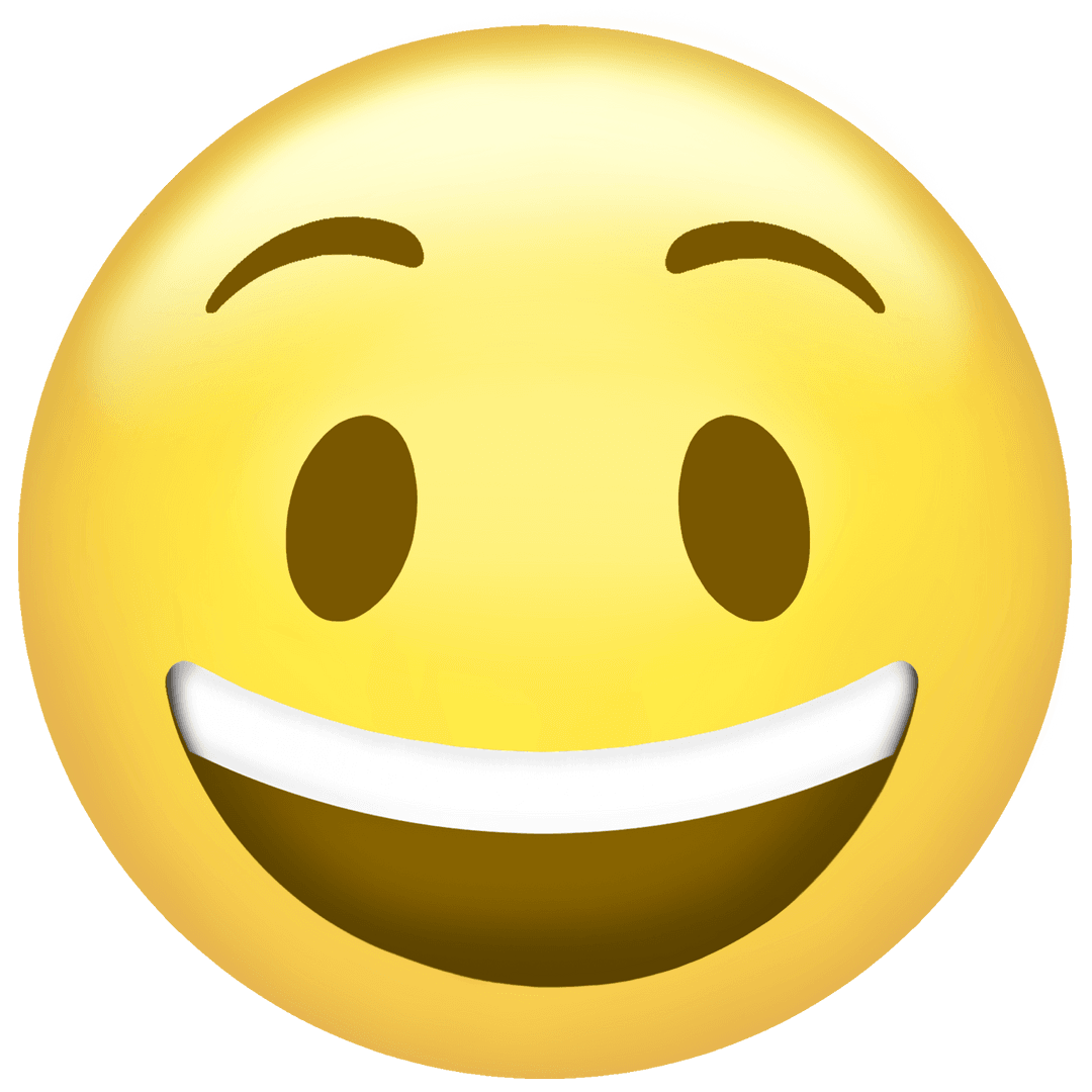 Glossy Smiley Face Emoji with Transparent Background