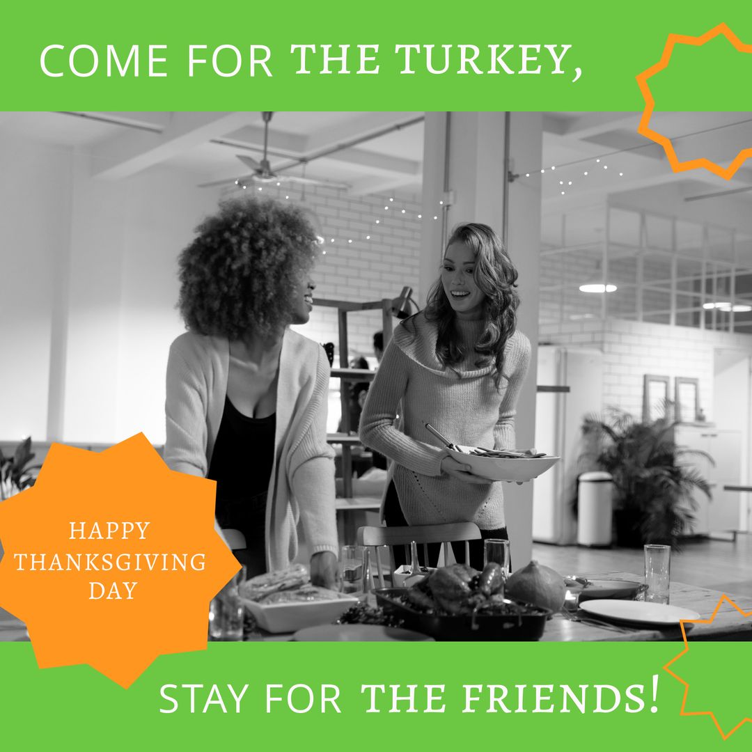 Celebration of Thanksgiving with Diverse Friends Sharing a Meal