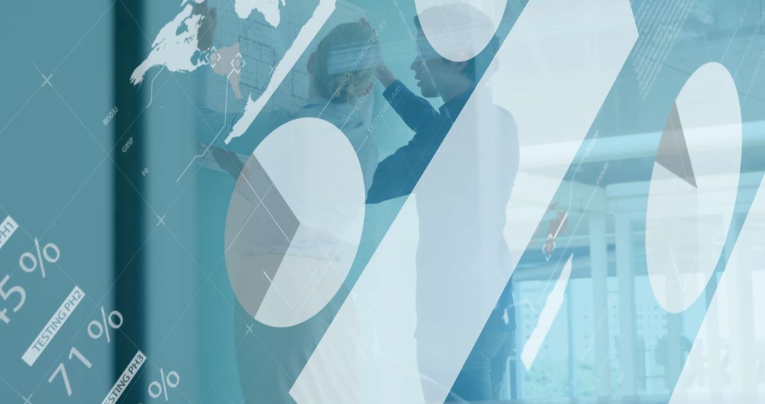 Caucasian Business Professionals Analyzing Global Data and Security Strategies