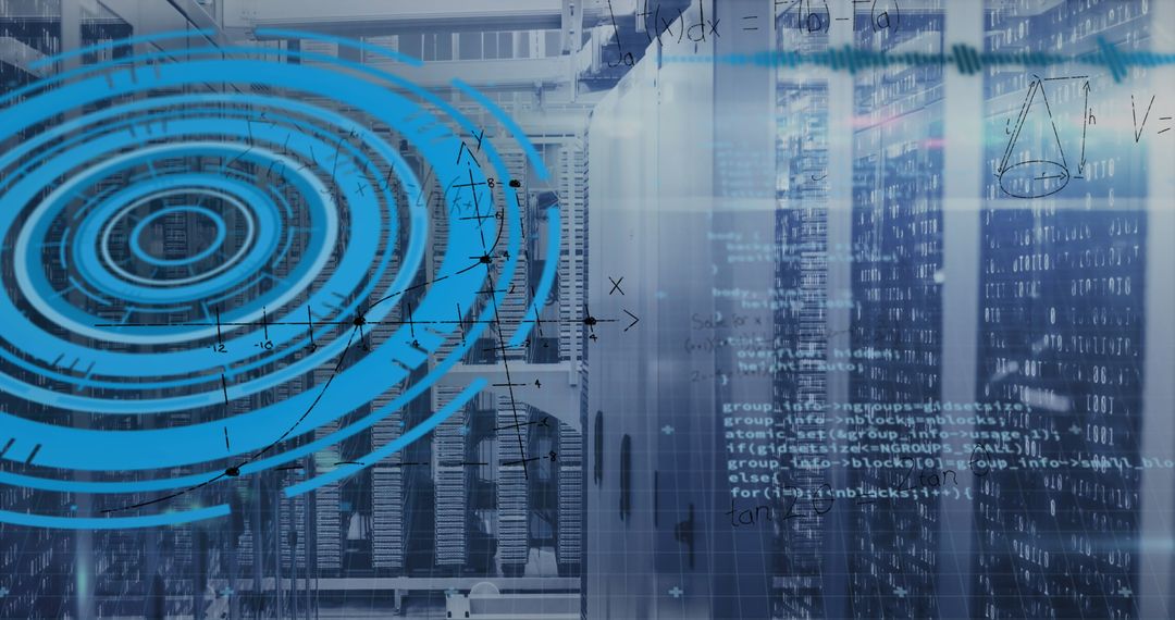 Futuristic Data Processing Over Server Room Conceptual