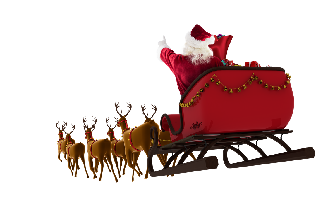 Transparent Santa Claus Riding Sleigh Pulled by Reindeer - Download Free Stock Images Pikwizard.com