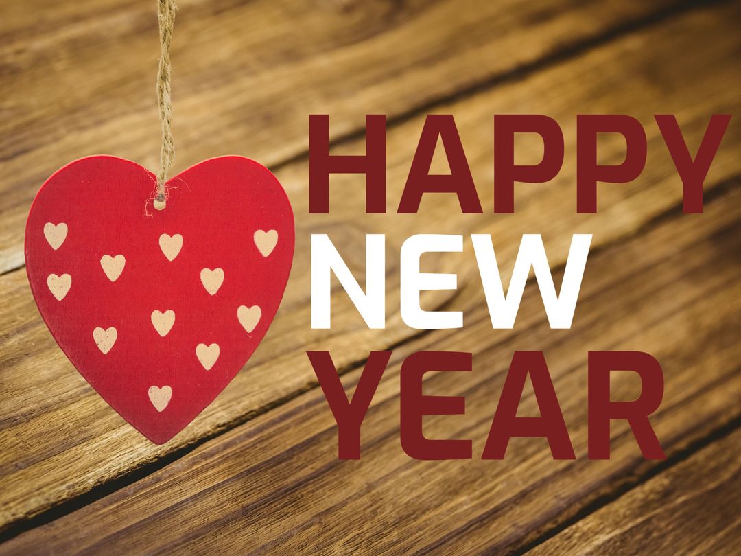 Red Heart Ornament Celebrating New Year with Love Theme