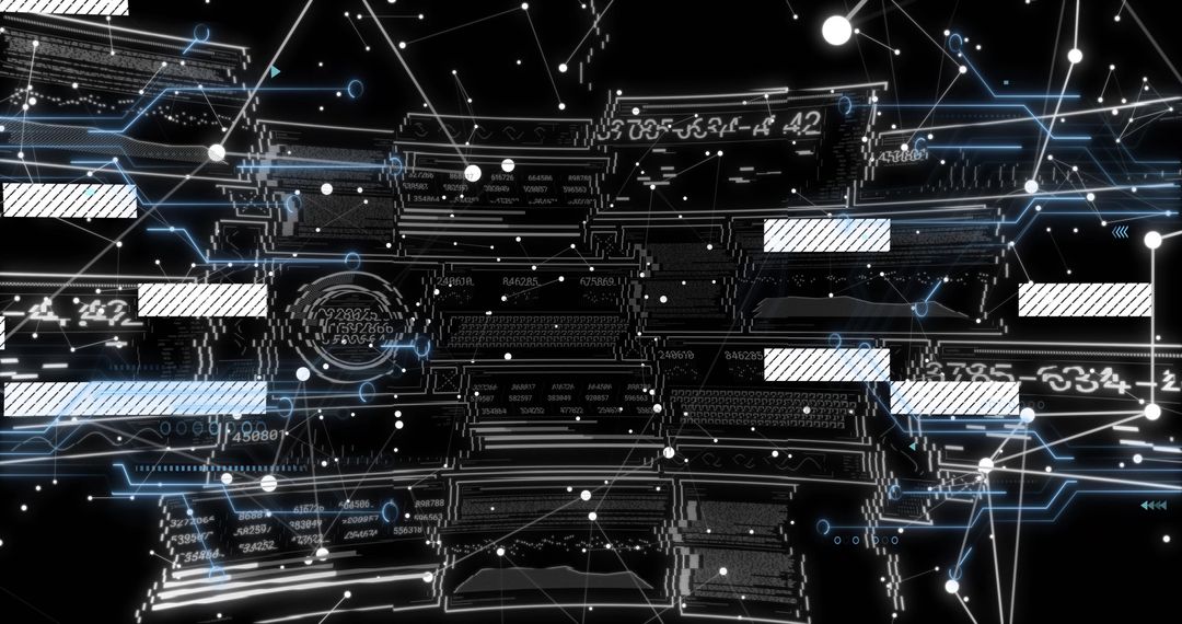 Digital Network Hologram with Futuristic Code Panels