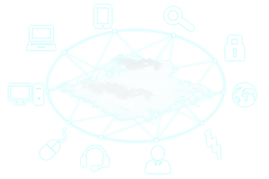 Transparent Digital Cloud Network with Communication Icons