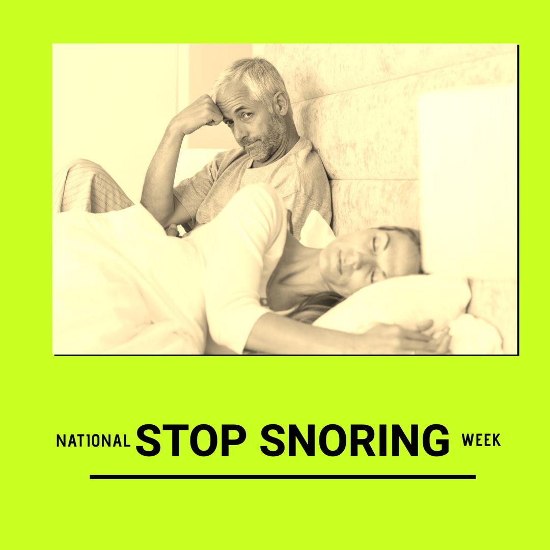 Man Awake by Snoring Partner Promoting National Stop Snoring Week - Download Free Stock Templates Pikwizard.com