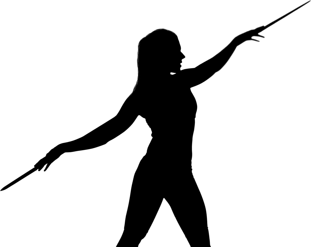 Silhouette of Female Javelin Thrower on Transparent Background