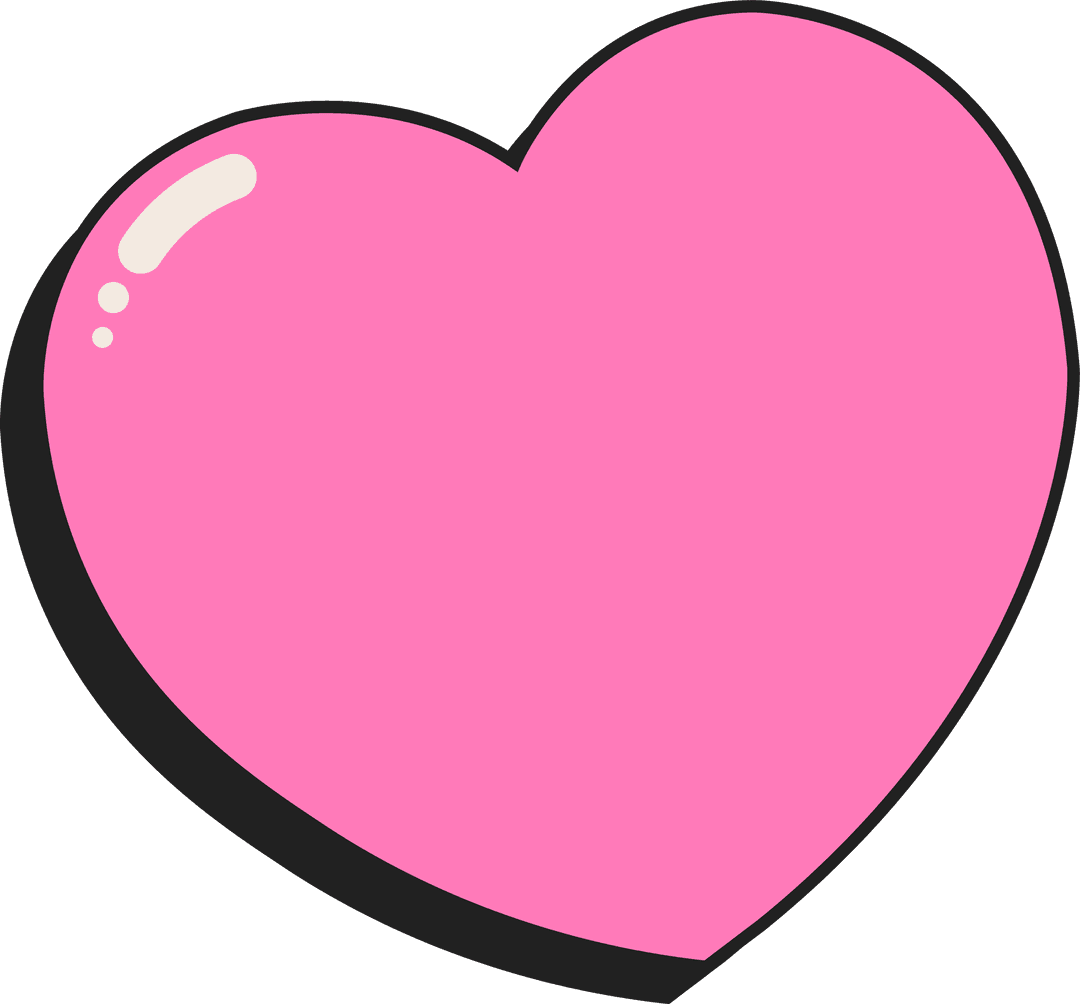 Stylized Pink Heart Illustration on Transparent Background