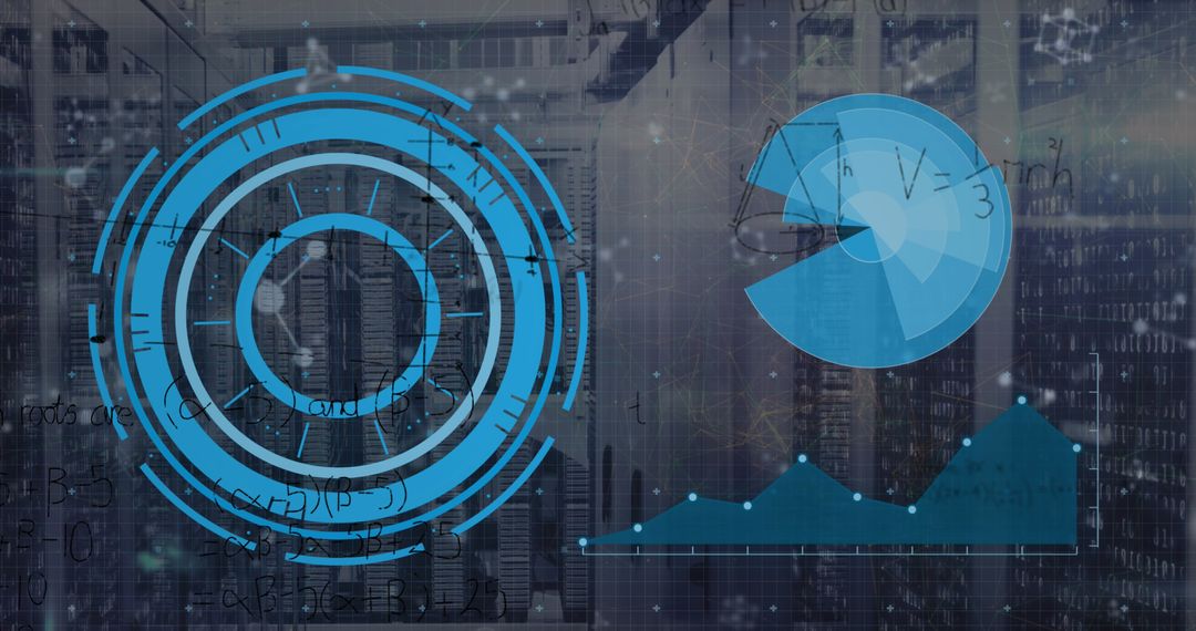 Futuristic Data Analytics with Abstract Digital Interface in Server Room