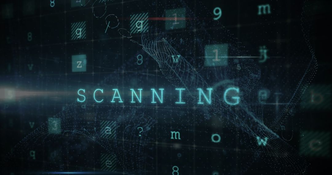 Futuristic Digital Interface with Scanning Data Numbers