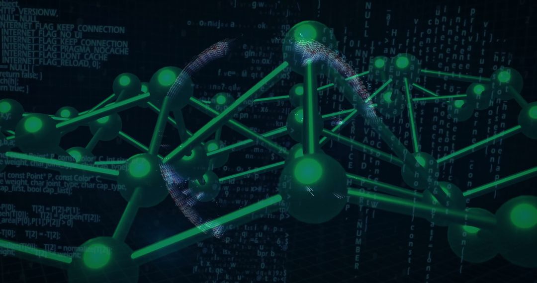 Futuristic Digital Network with Luminous Green Nodes