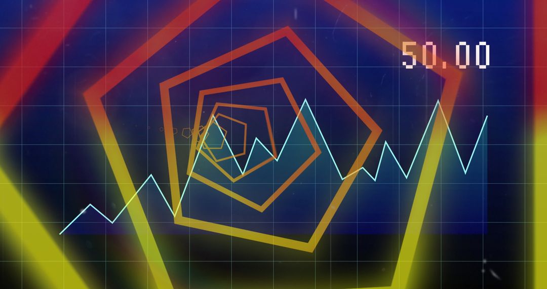 Dynamic Financial Graph Overlapping Neon Tunnel Background