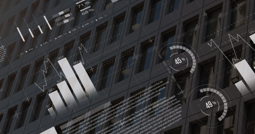 Abstract Financial Data Interface on Building Facade