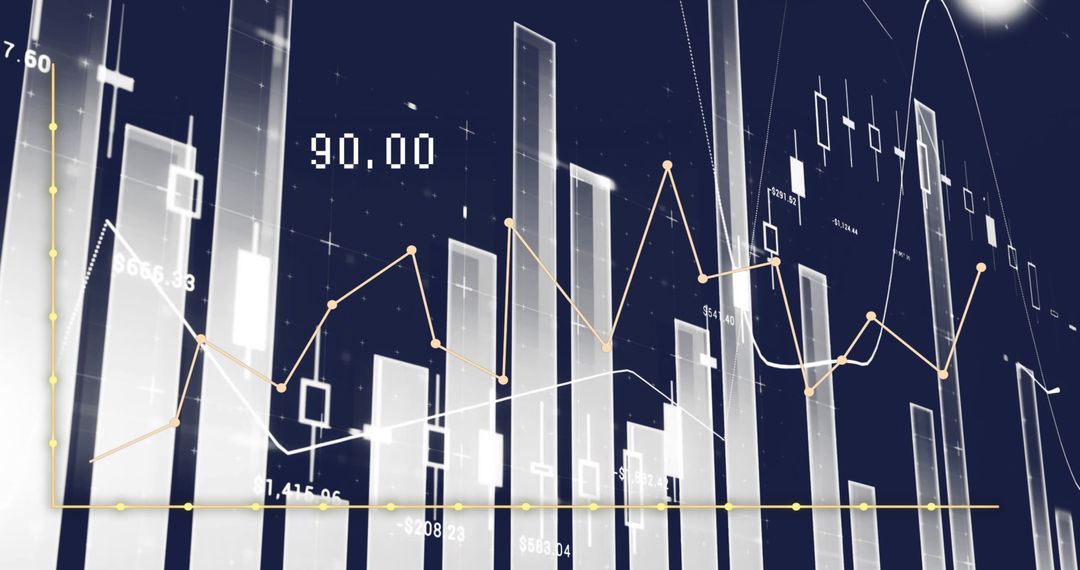 Digital Financial Data Charts in Abstract Technology Style