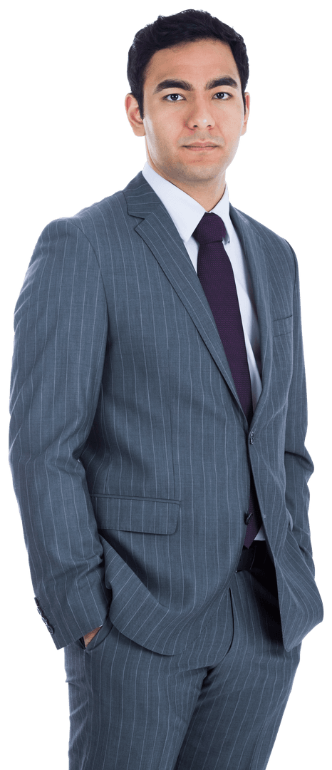 Confident Biracial Businessman Posing on Transparent Background