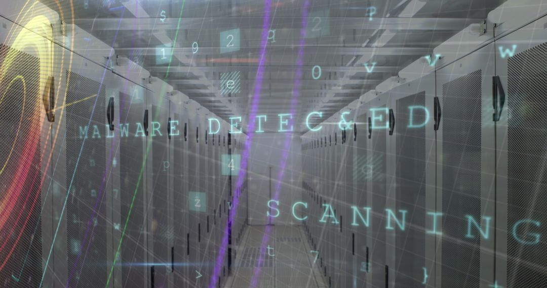 Digital Security Overlay on Modern Server Room