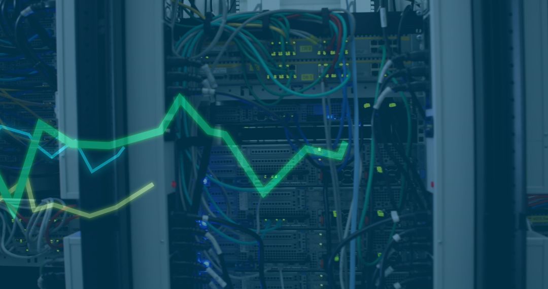 Financial Data Overlay in Server Room Concept