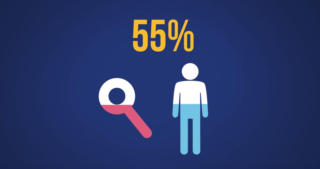 Infographic Highlighting 55% Statistic with Magnifying Glass