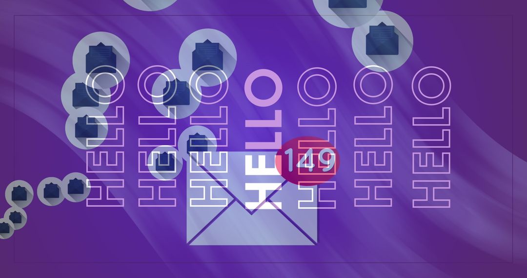 Email Notification Icons on Artistic Violet Background