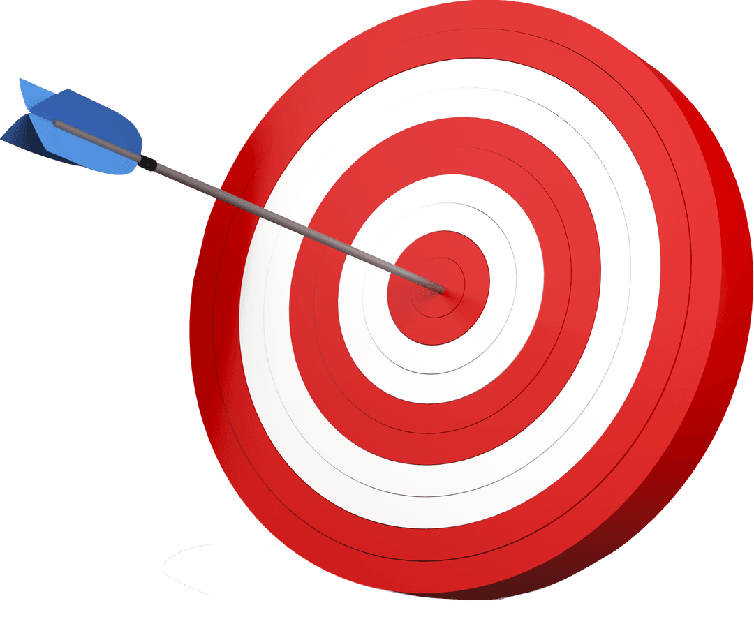 Precision Marketing: Arrow Striking Red Bullseye Transparent