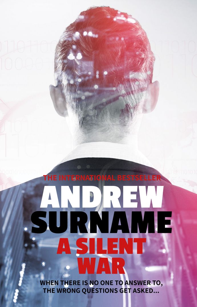 Thrilling Espionage Book Cover with Digital Code Overlay