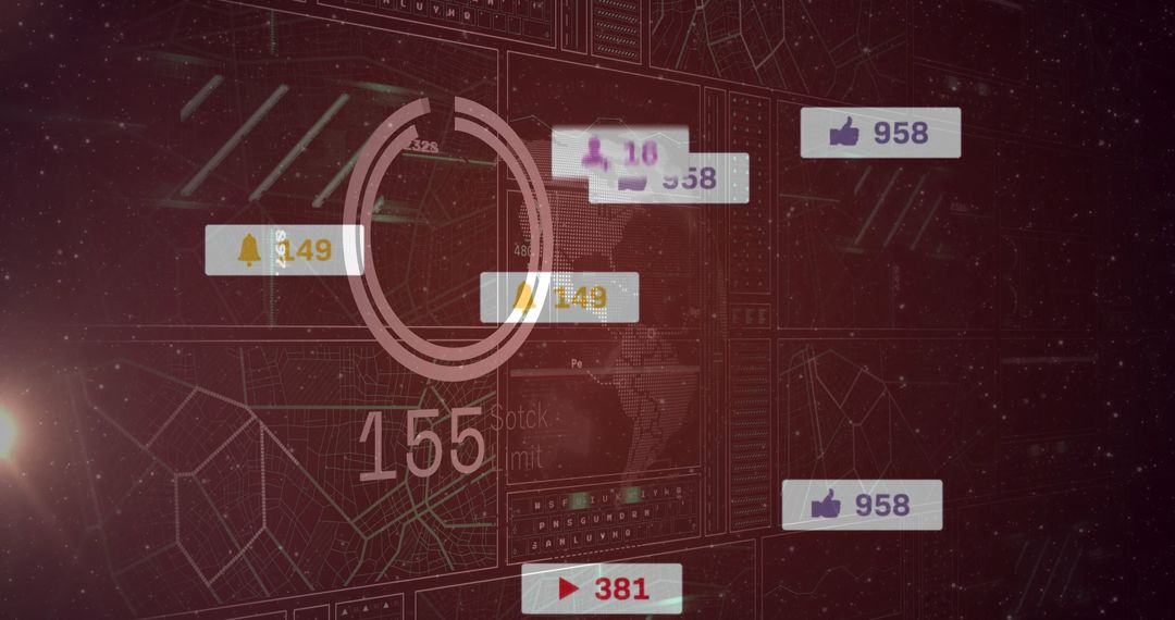 Futuristic Analytics Dashboard with Floating Notifications