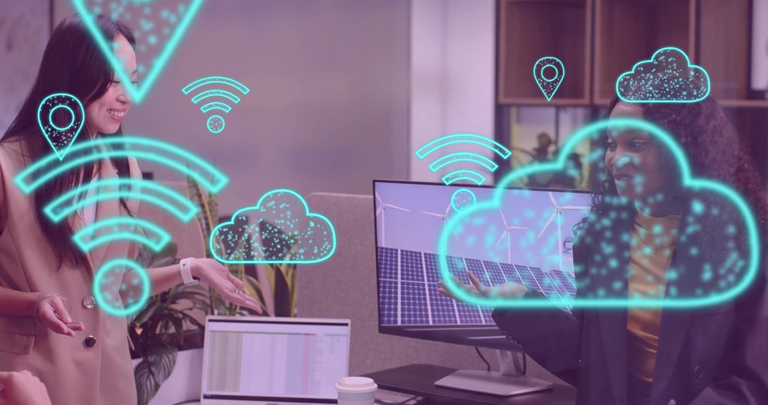 Colleagues Collaborating on Projects with Digital Technology in Modern Office