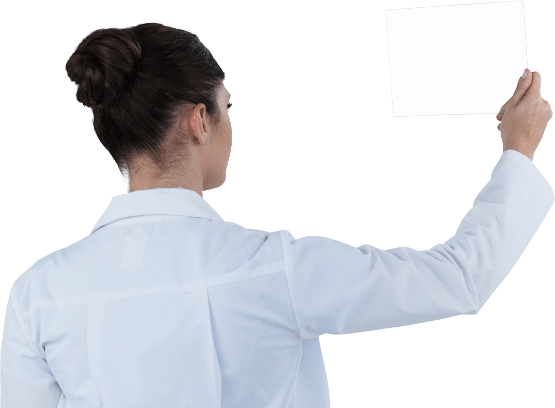 Transparent Medical Professional Reviewing Digital Tablet