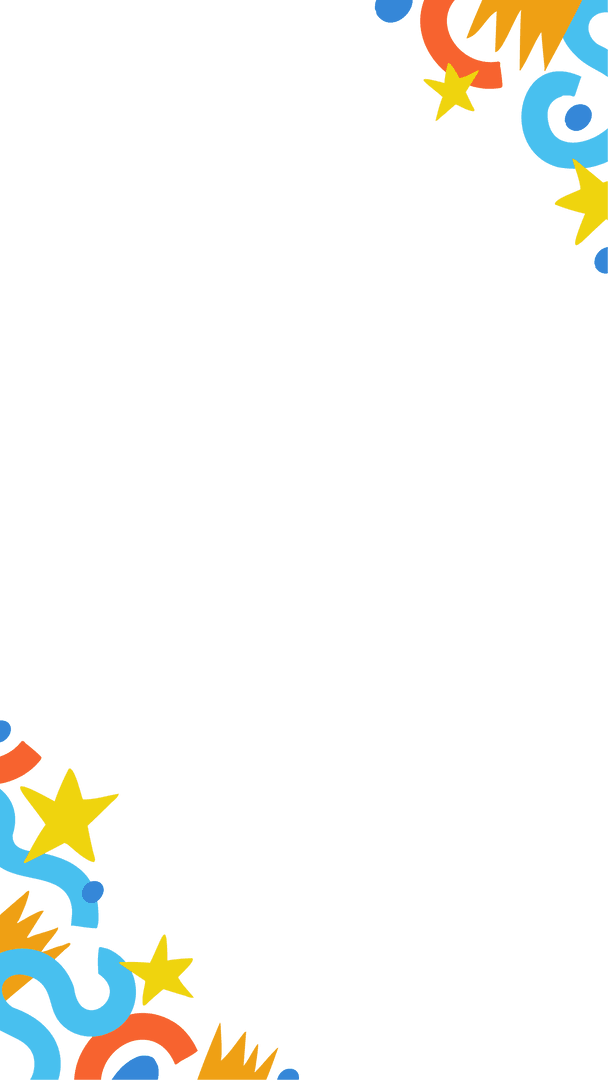 Colorful Corner Decor with Stars and Ribbons on Transparent Background