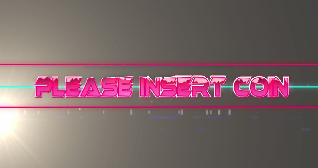 Retro Arcade Insert Coin Sign with Neon Lighting