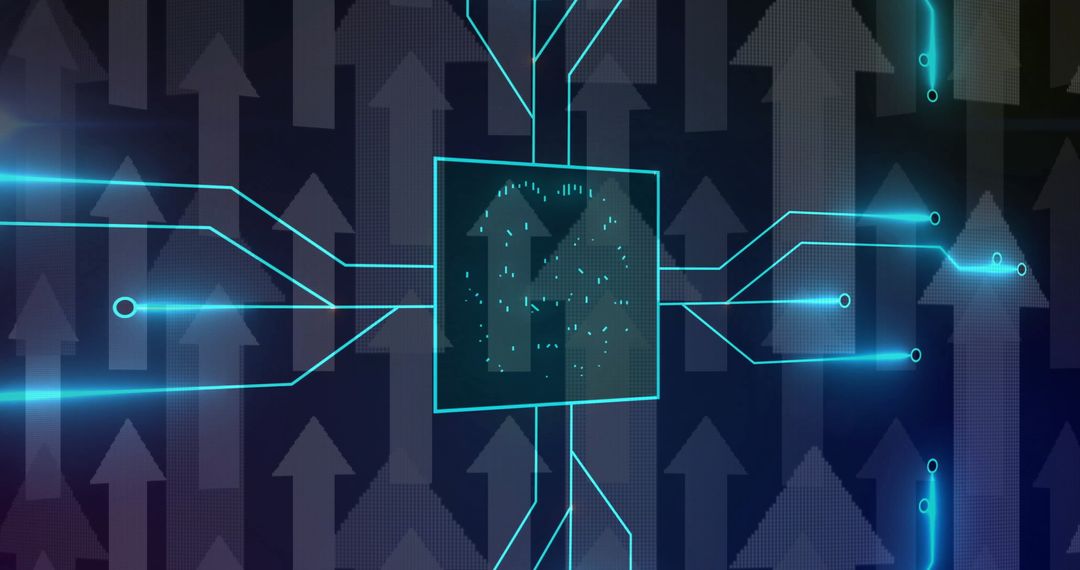 Abstract Futuristic Circuit Board with Digital Brain Design