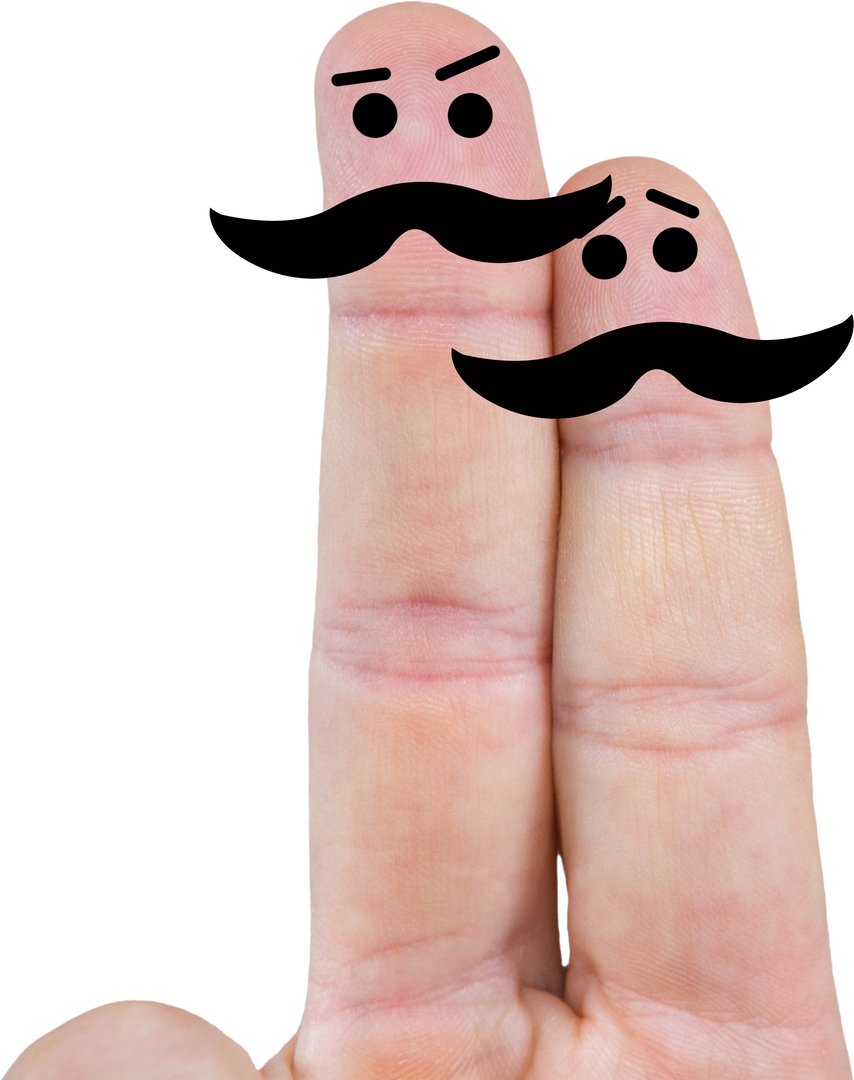 Fingers With Cartoon Faces And Mustaches On Transparent Background - Download Free Stock Images Pikwizard.com