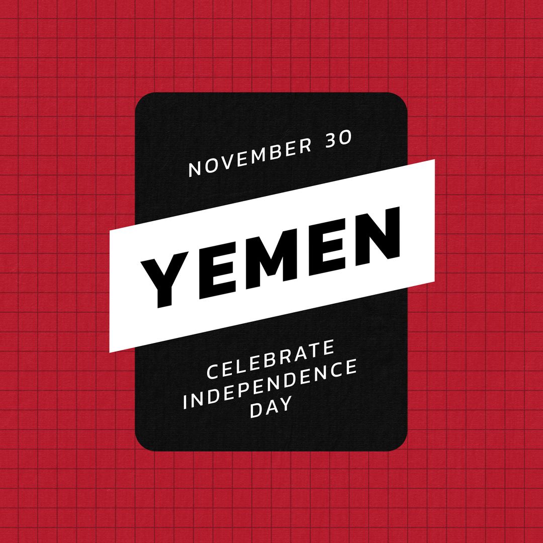 Yemen Independence Day Celebration Graphic on Red Background